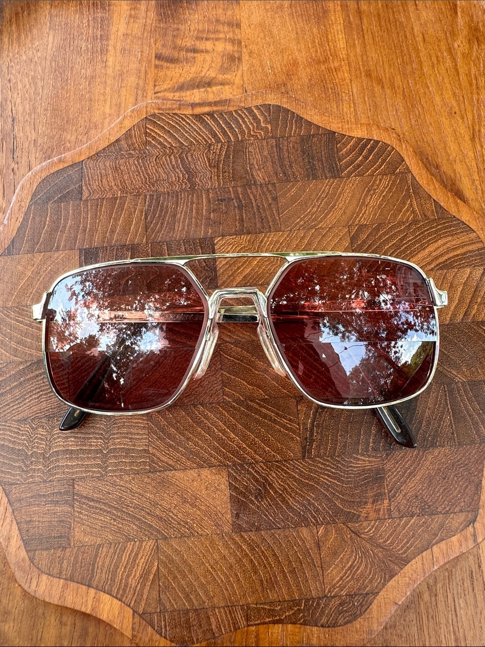 Gold Frame Tinted Rose Pink Lens Vintage Prescription Sunglasses Hippie